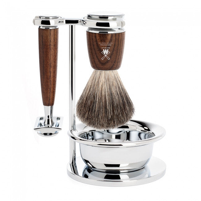 Shaving kit by MÜHLE with Safety Razor, Brown