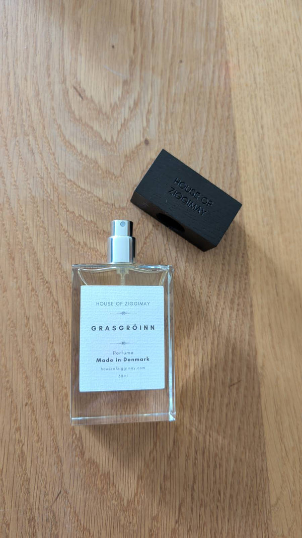 House of Ziggimay Grasgróinn Eau de Parfum on oak